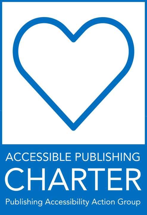 Blue and white heart-shaped Publishing Accessibility Action Group accessible publishing charter logo